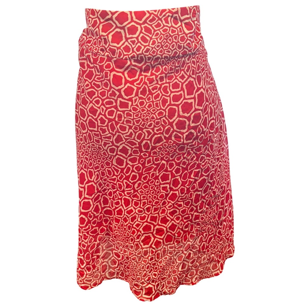 Courtenay Woman Red White Abstract Geometric Print A-Line Skirt Plus Size 20W - Picture 3 of 4
